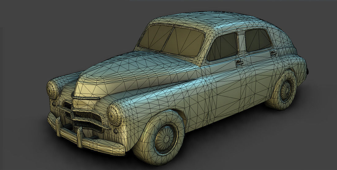 Old Rusted Car Low-poly 3D model_2