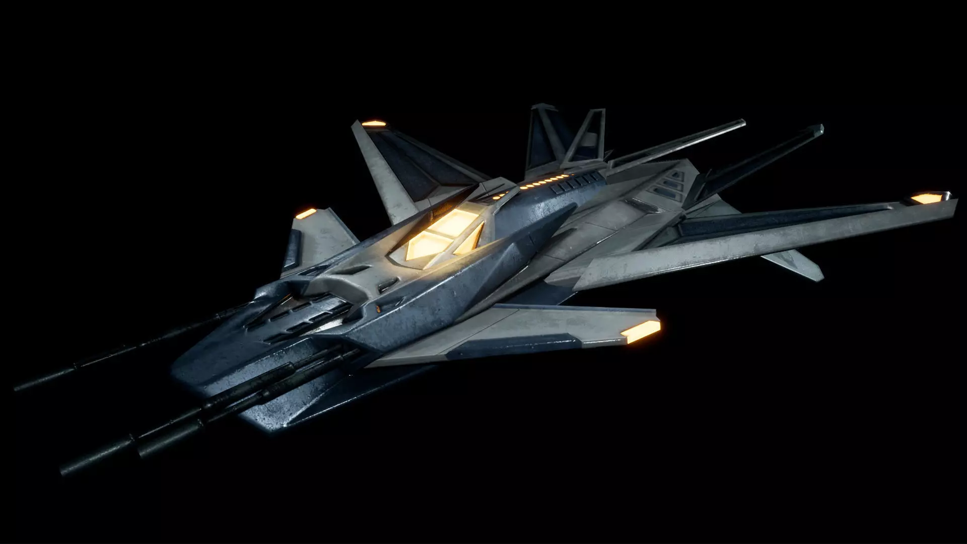 Combat Space Ship Low-poly 3D model_0