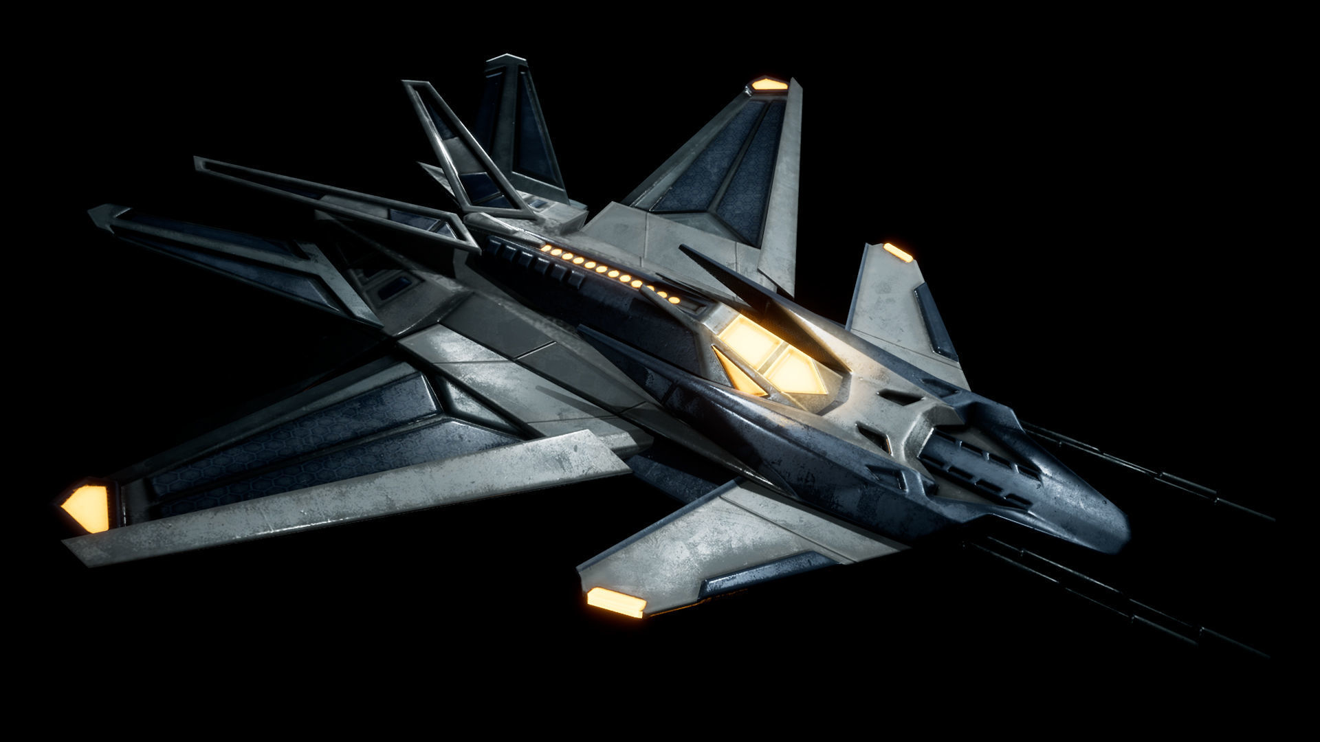 Combat Space Ship Low-poly 3D model_2