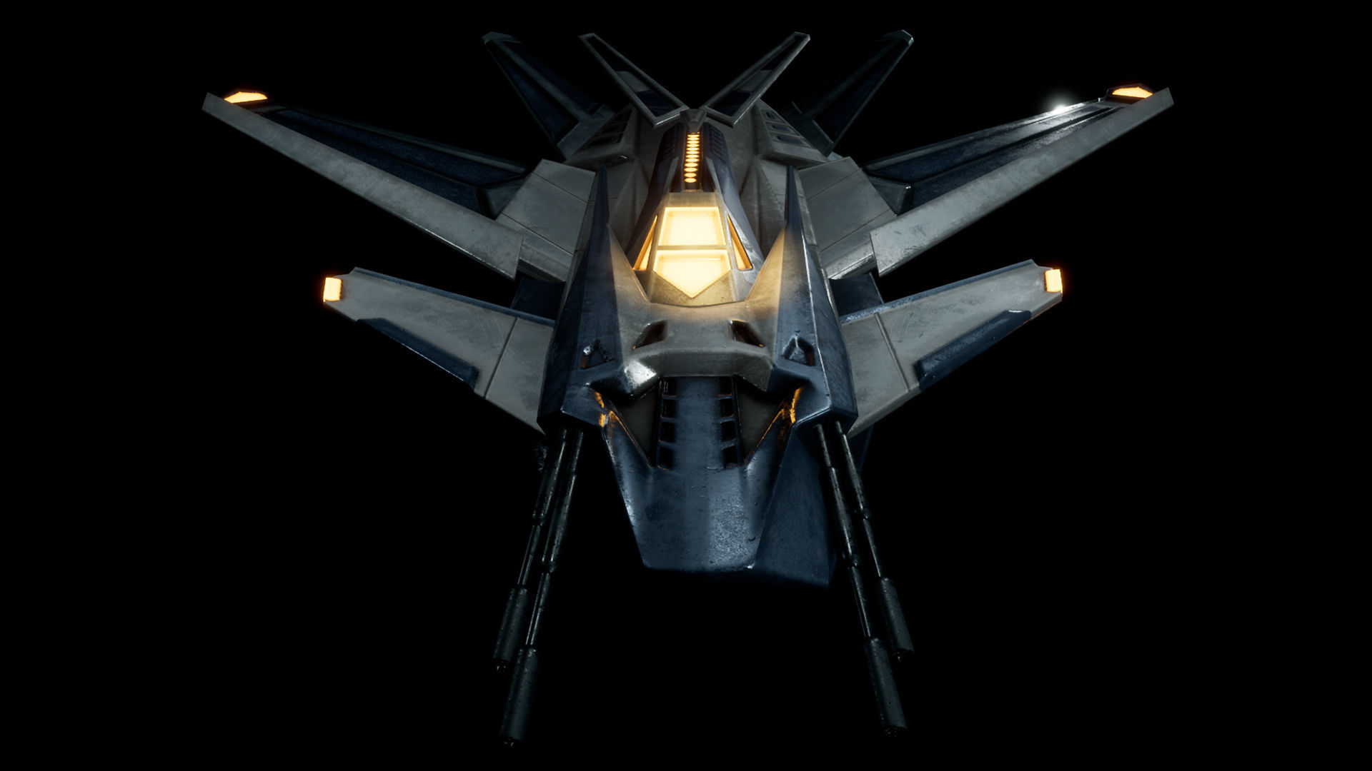 Combat Space Ship Low-poly 3D model_1