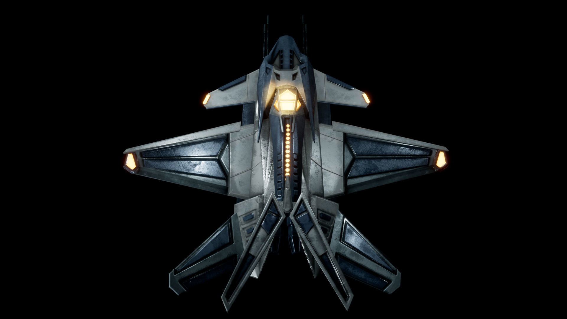 Combat Space Ship Low-poly 3D model_3