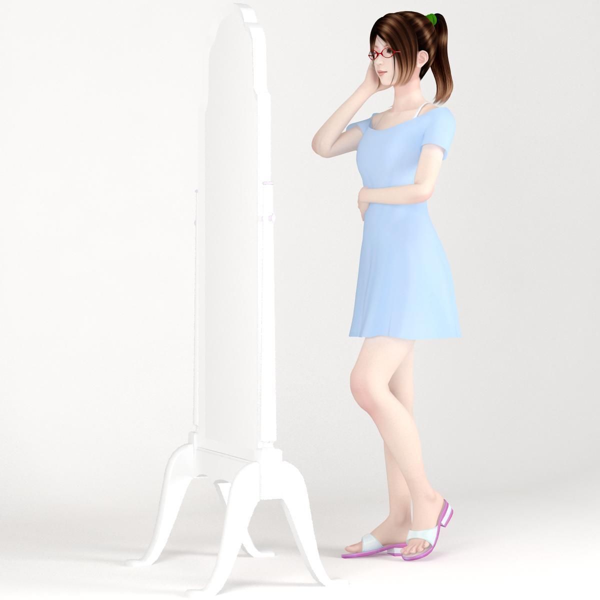 Natsumi dress pose 05 3D model_2