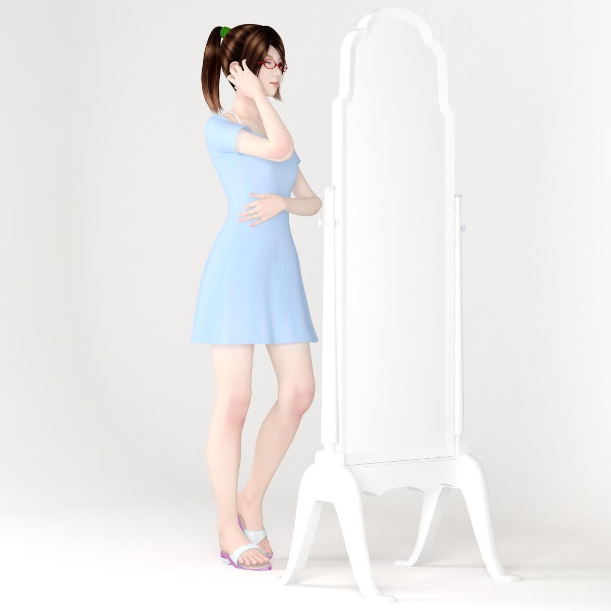Natsumi dress pose 05 3D model_8