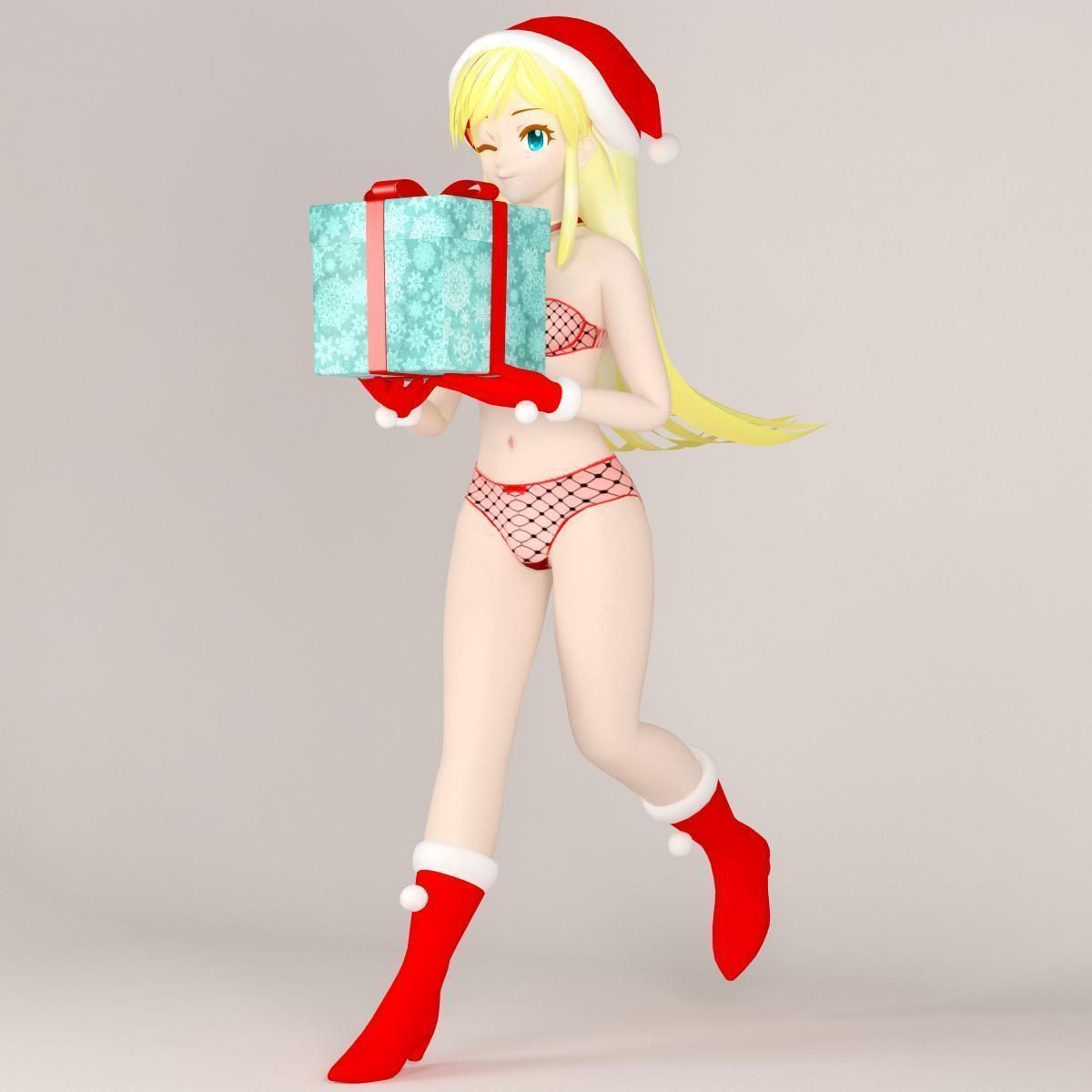 Christmas toon girl pose 01 3D model_2