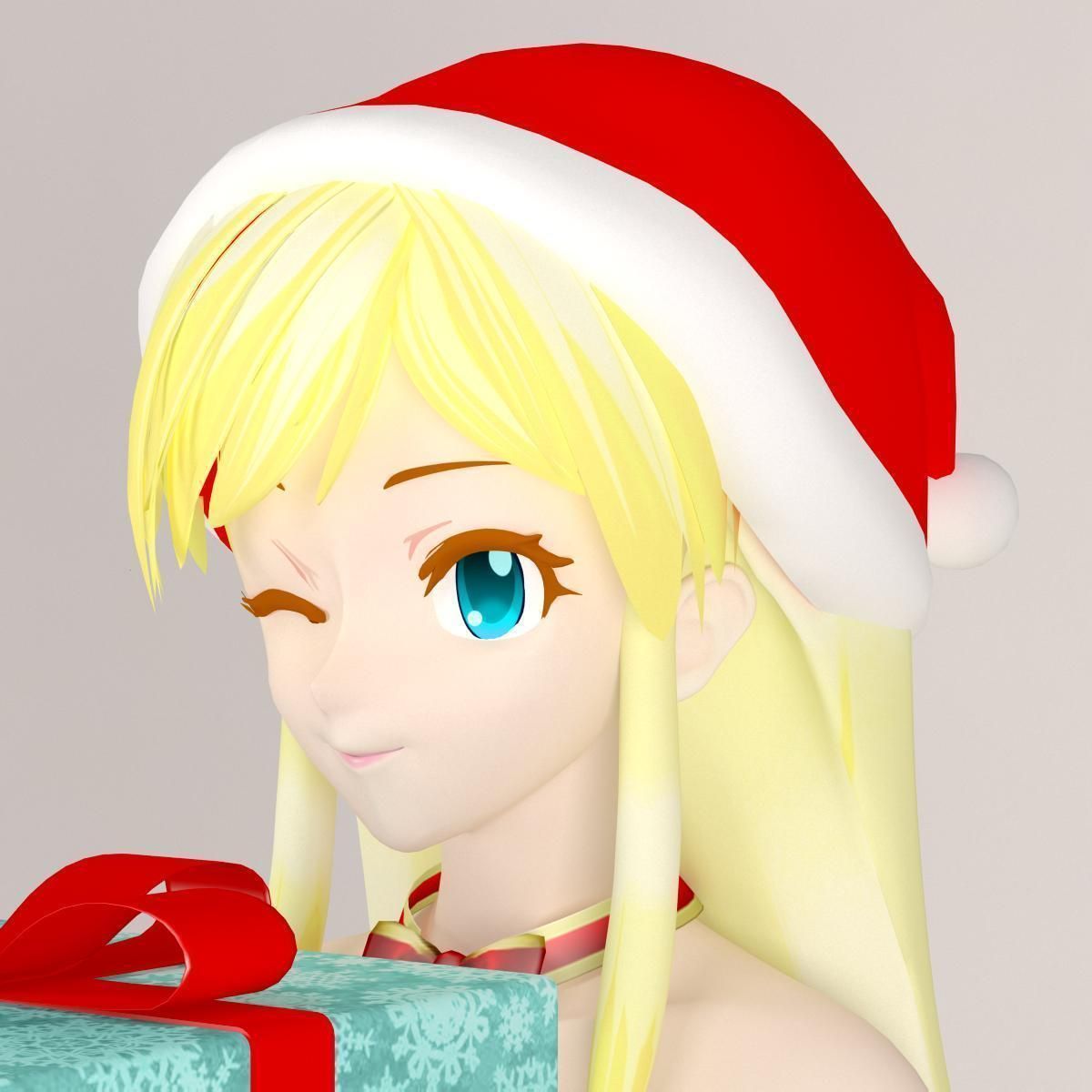 Christmas toon girl pose 01 3D model_5