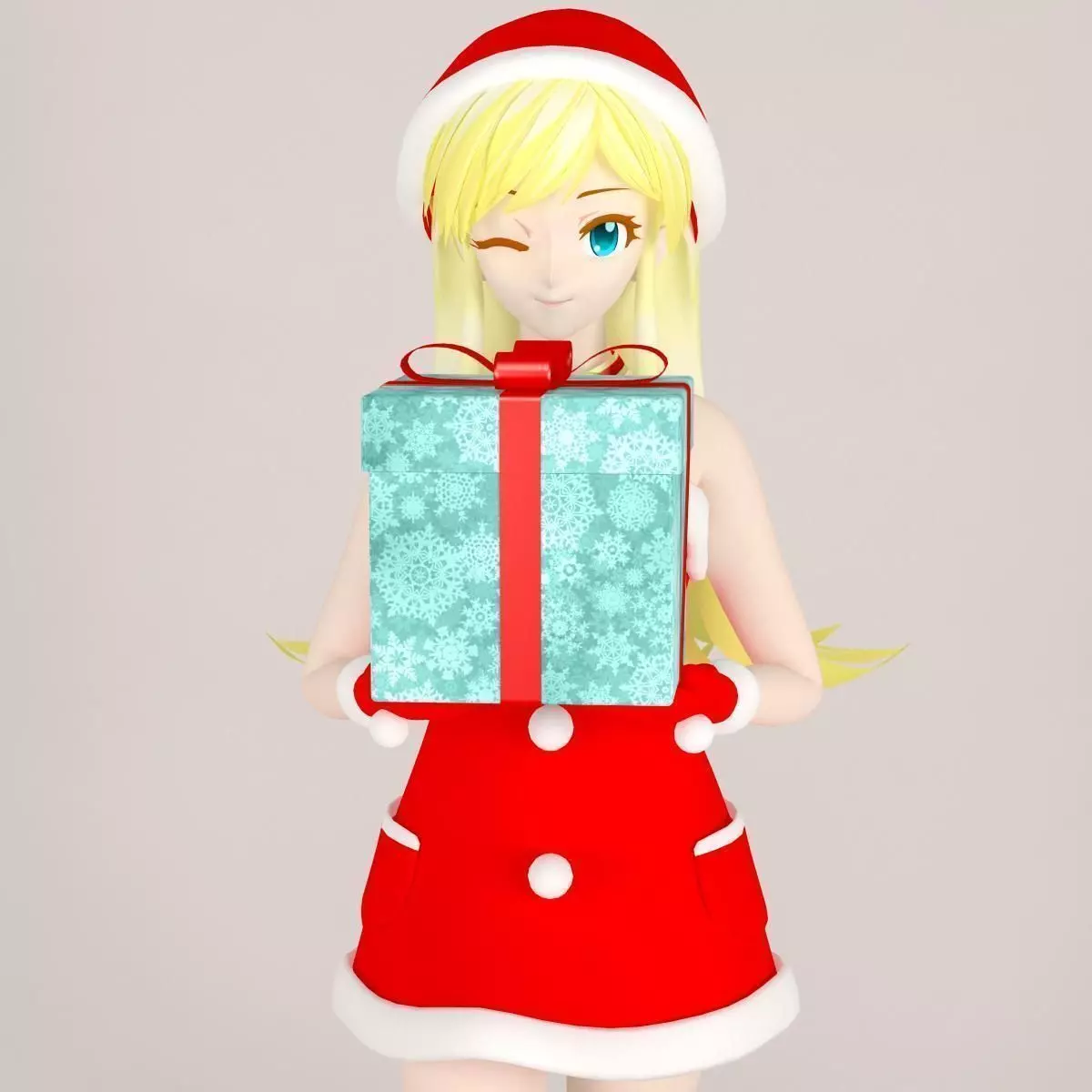 Christmas toon girl pose 01 3D model_0