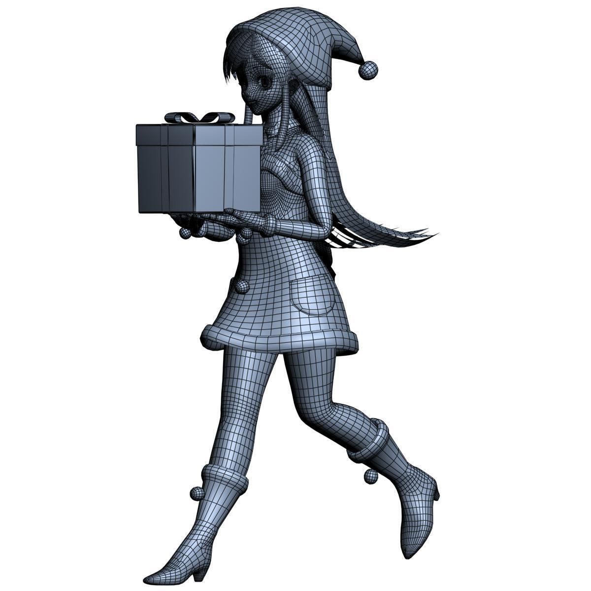 Christmas toon girl pose 01 3D model_7