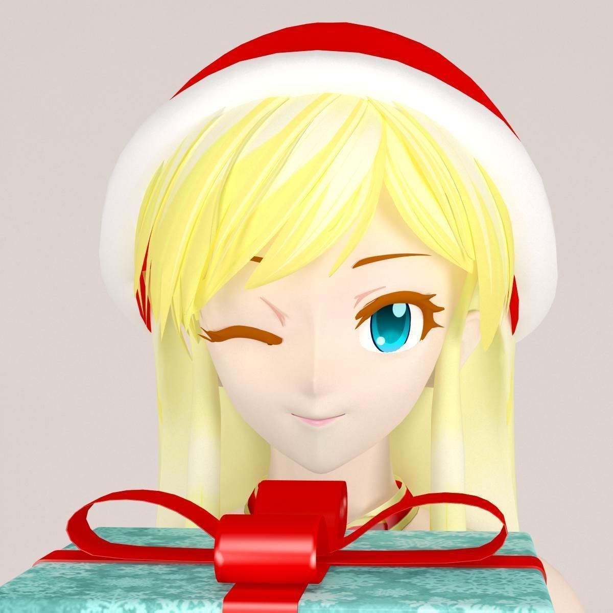 Christmas toon girl pose 01 3D model_6