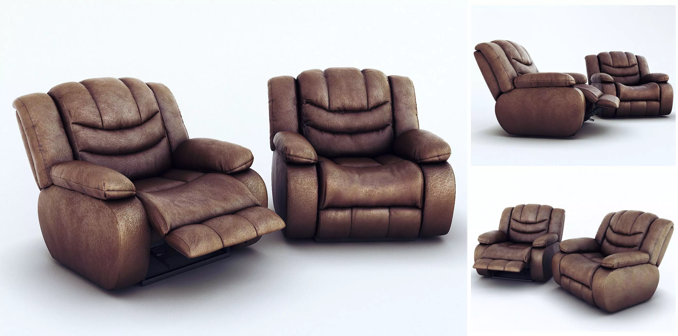 Ashley Revolution Burgundy Two Armchairs 3D model_0