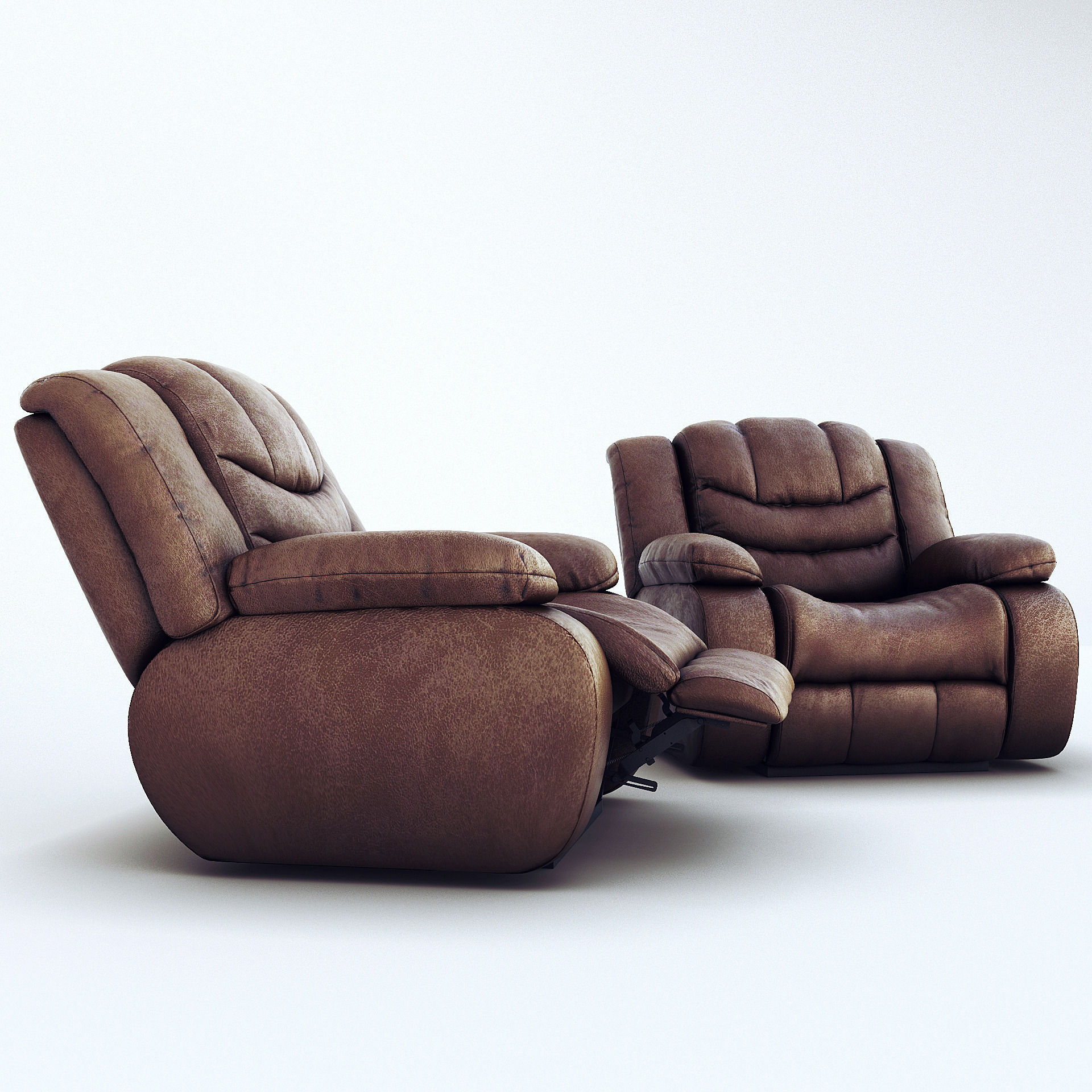 Ashley Revolution Burgundy Two Armchairs 3D model_4