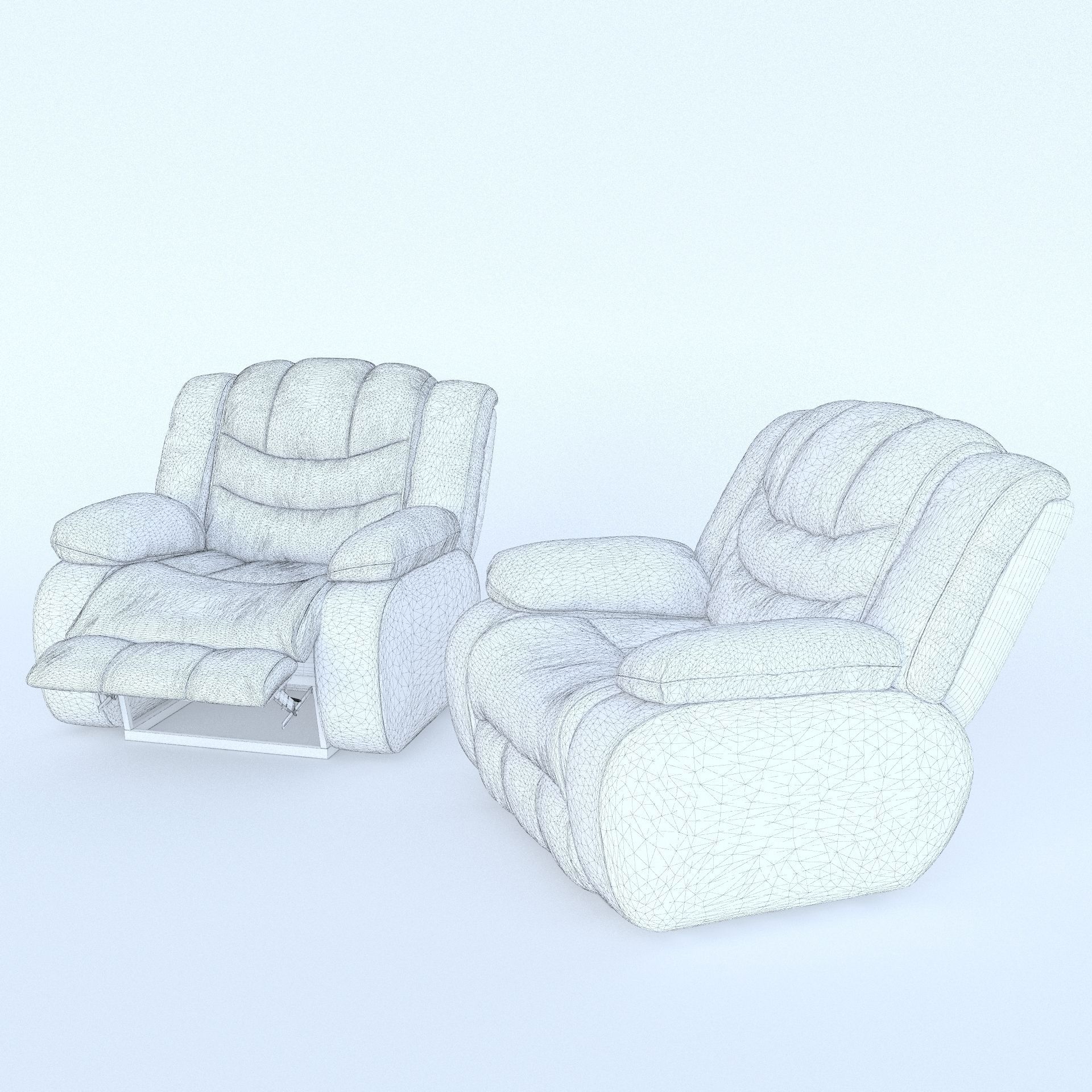 Ashley Revolution Burgundy Two Armchairs 3D model_6