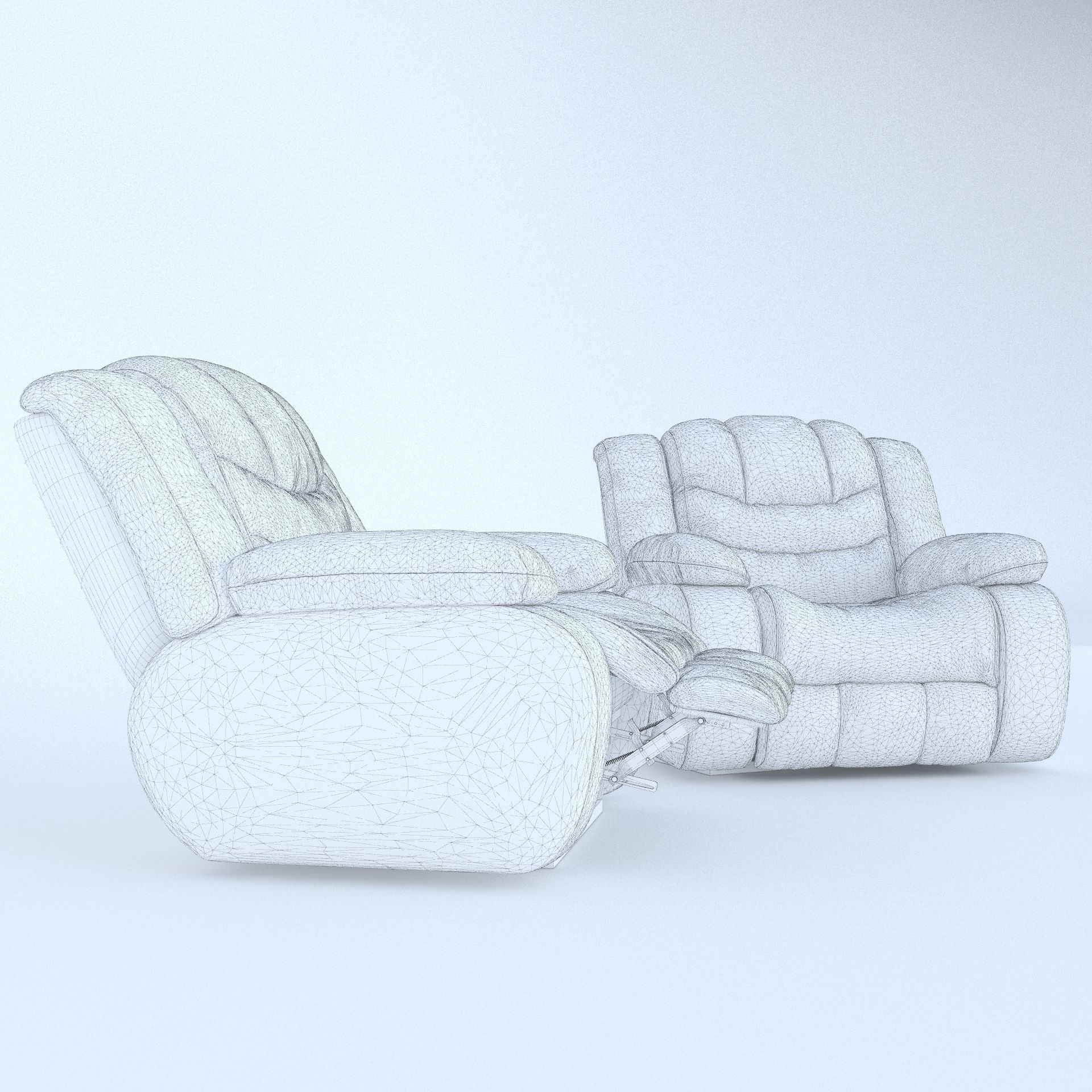 Ashley Revolution Burgundy Two Armchairs 3D model_7