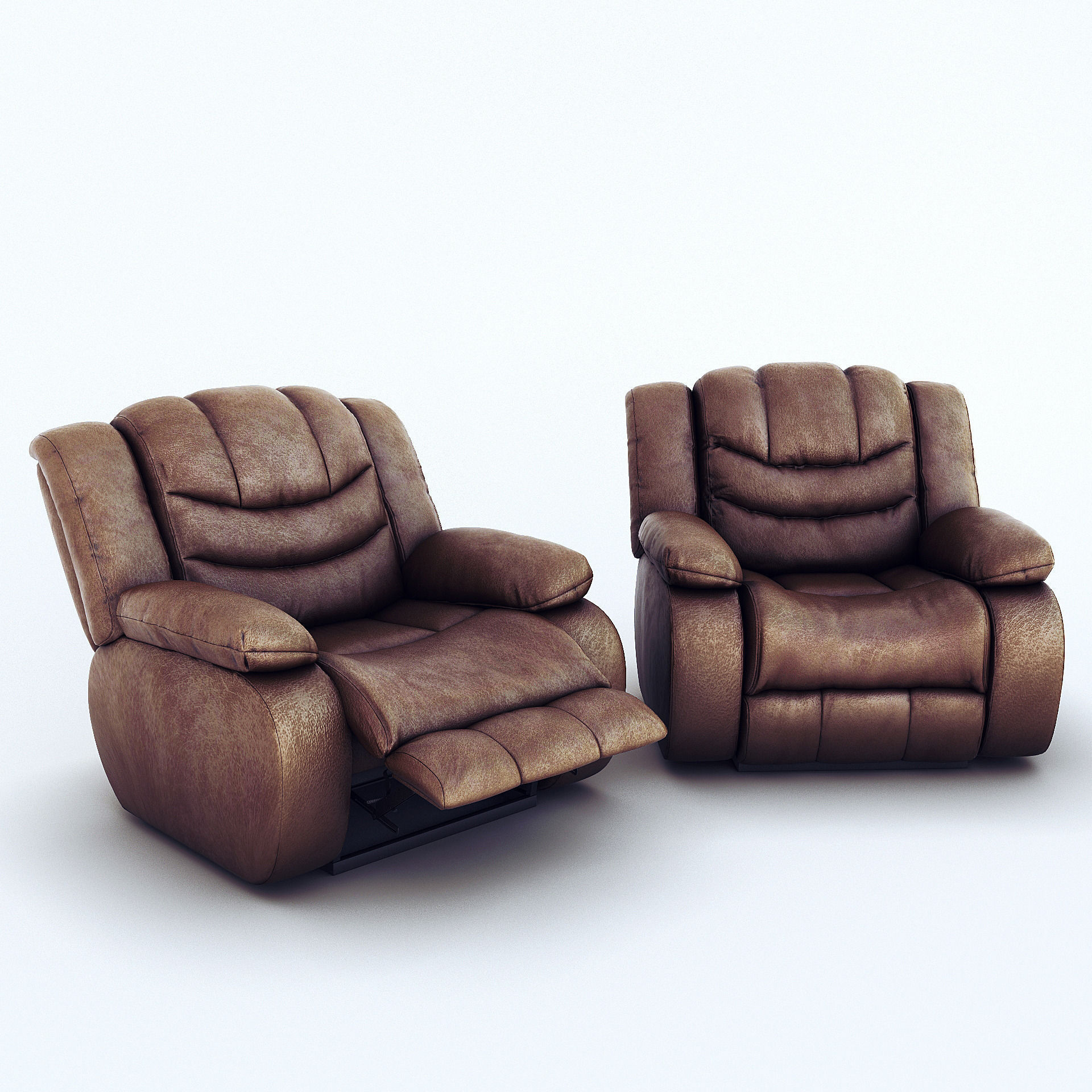Ashley Revolution Burgundy Two Armchairs 3D model_2