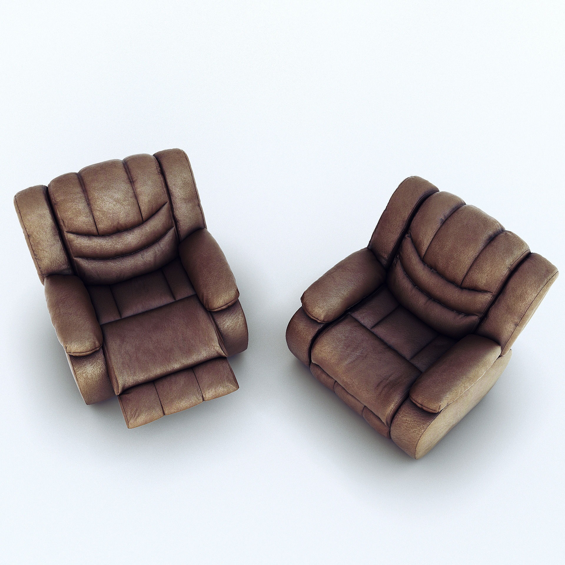 Ashley Revolution Burgundy Two Armchairs 3D model_1