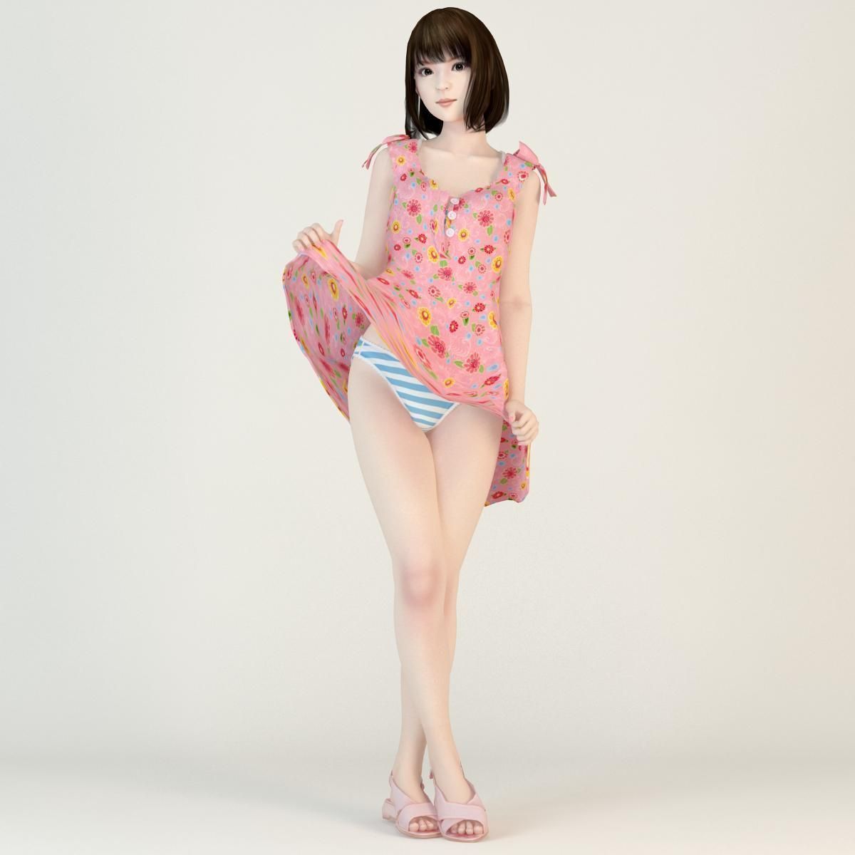 Mariko dress pose 03 3D model_2