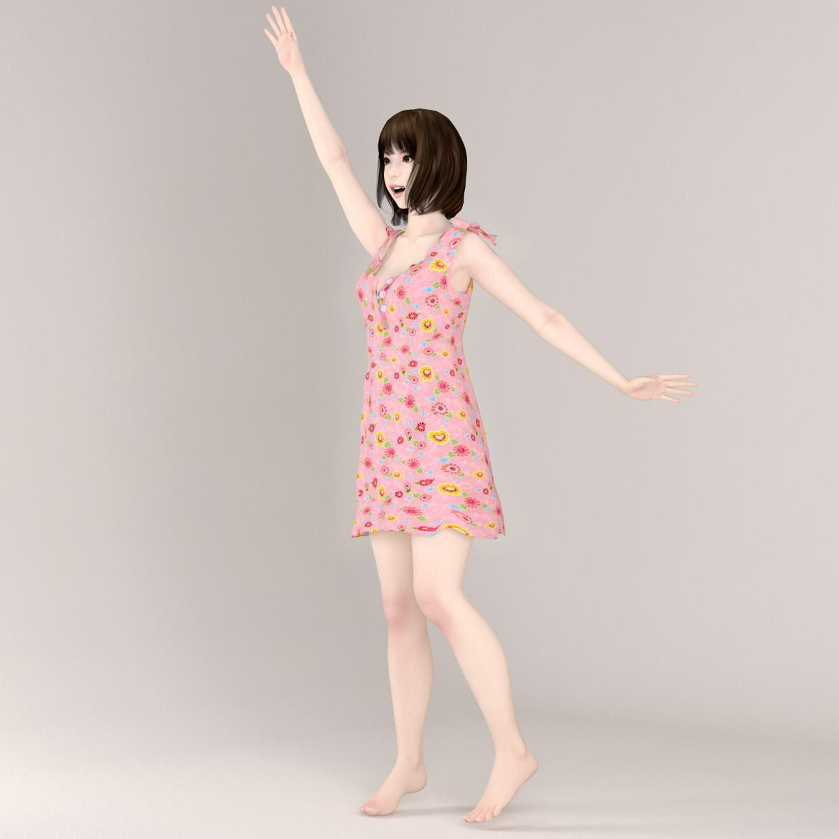 Mariko dress pose 04 3D model_5
