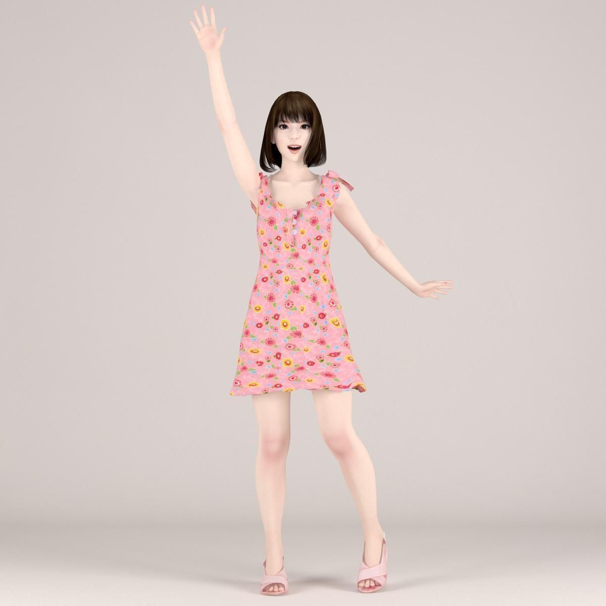 Mariko dress pose 04 3D model_2