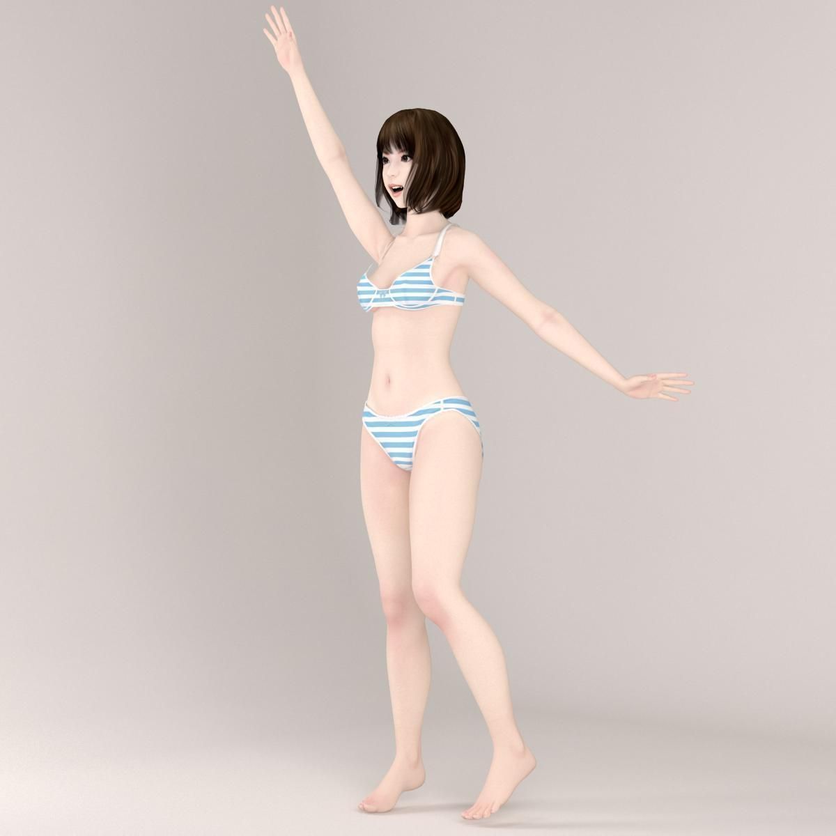 Mariko dress pose 04 3D model_6