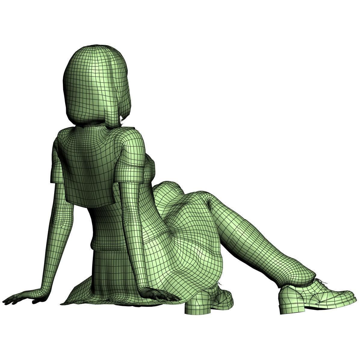 Mariko schoolgirl pose 03 3D model_13
