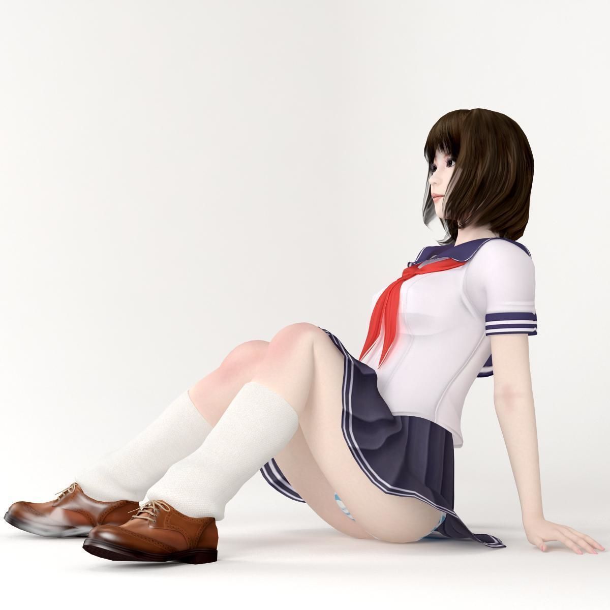 Mariko schoolgirl pose 03 3D model_8
