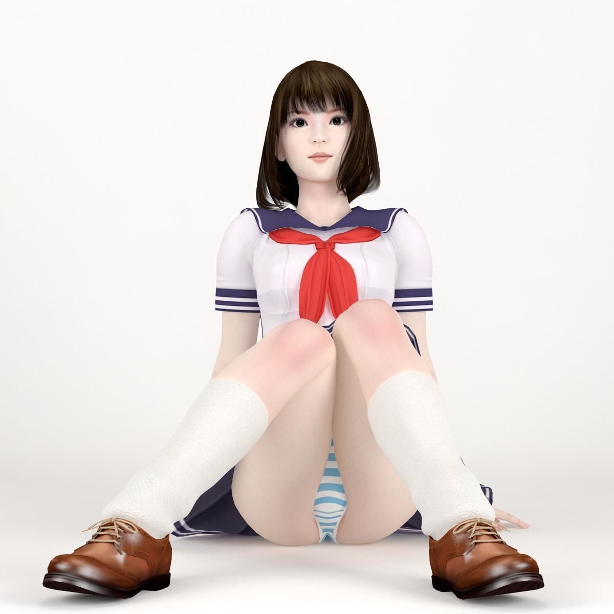 Mariko schoolgirl pose 03 3D model_5