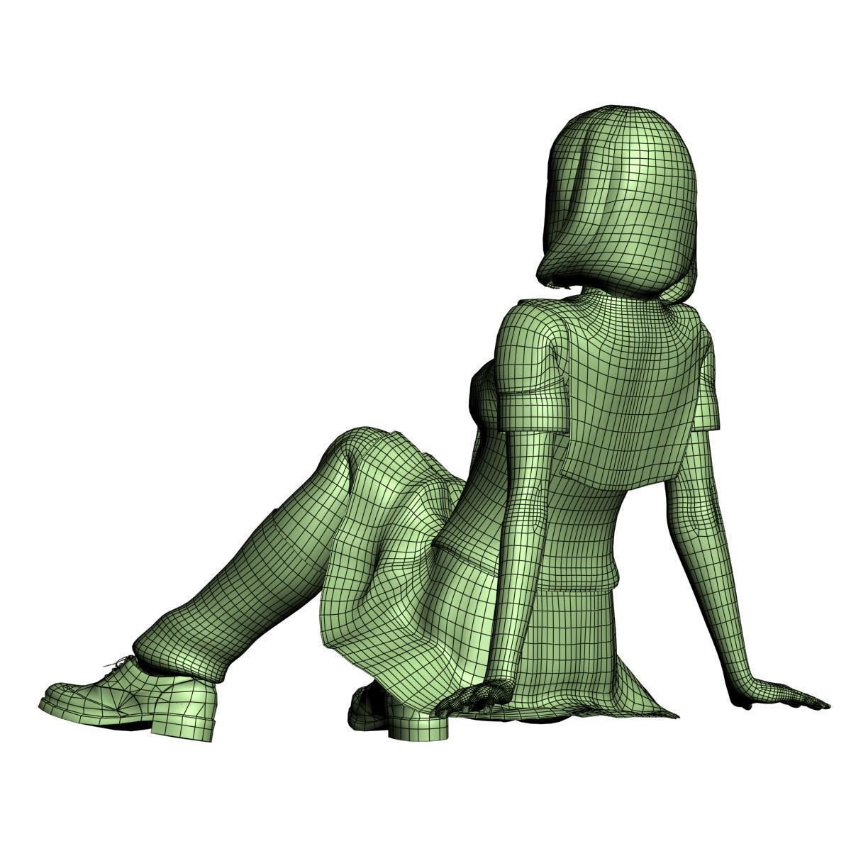 Mariko schoolgirl pose 03 3D model_14