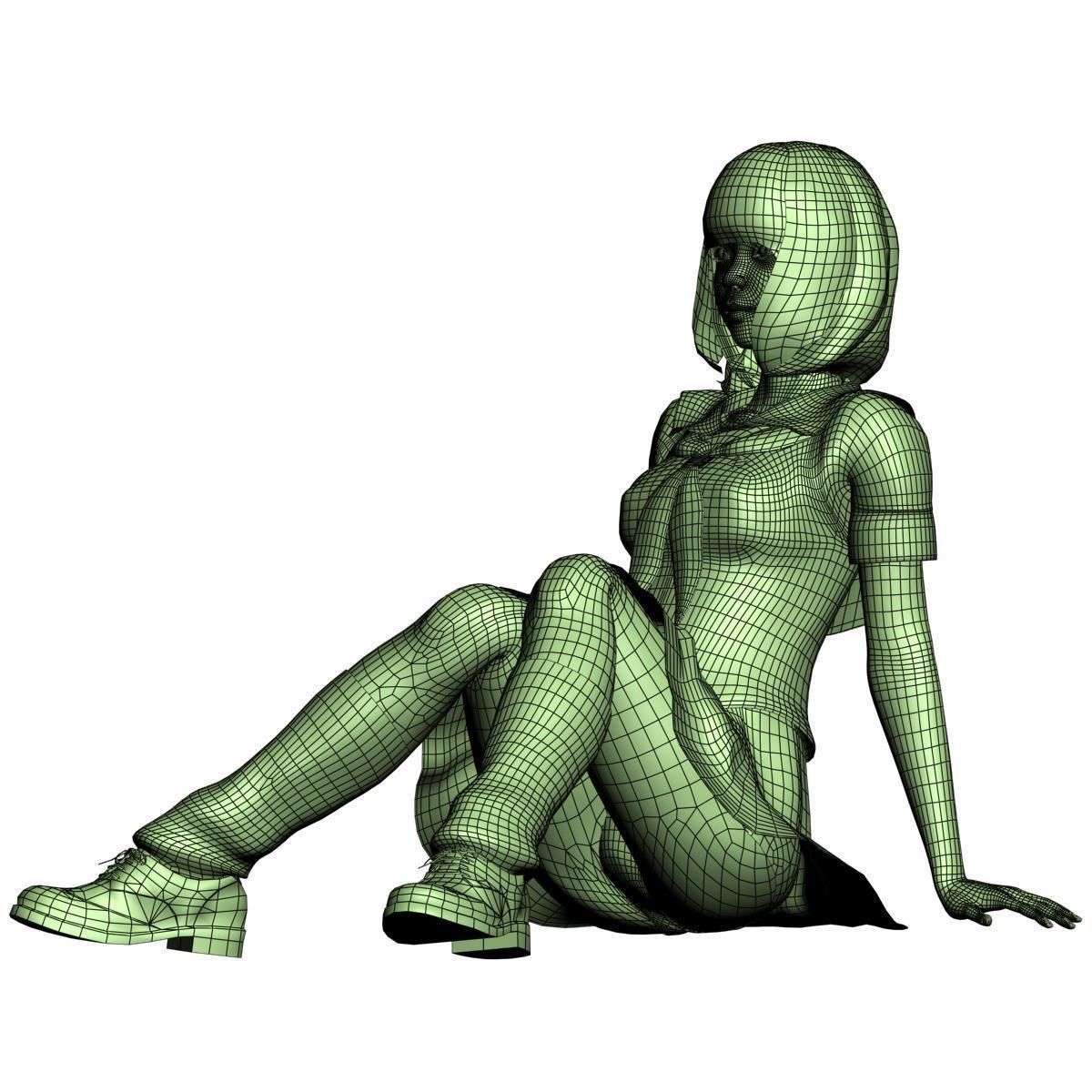 Mariko schoolgirl pose 03 3D model_11
