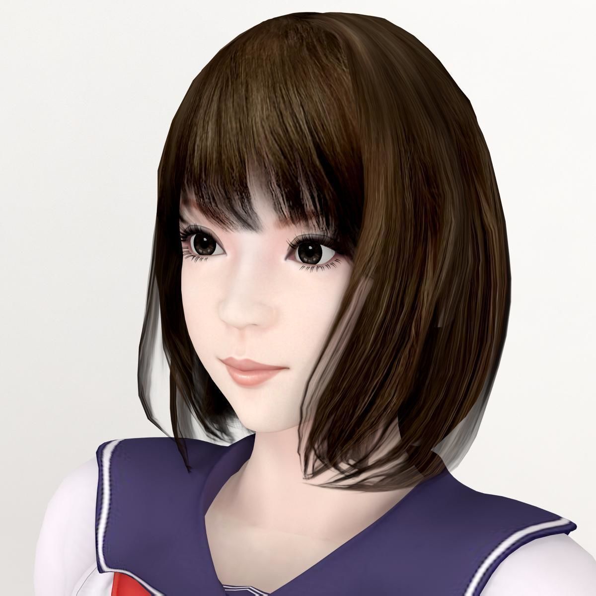 Mariko schoolgirl pose 03 3D model_1