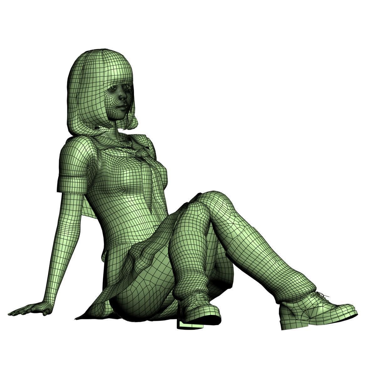 Mariko schoolgirl pose 03 3D model_12