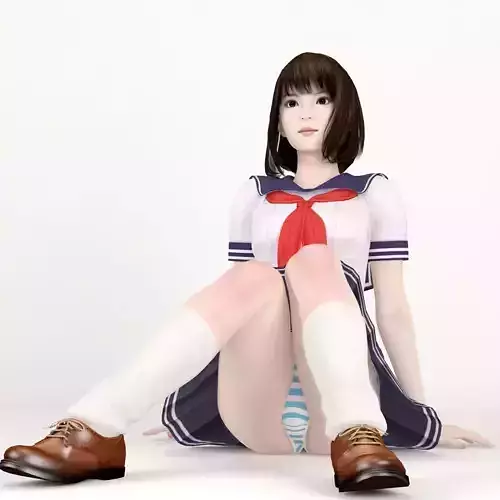 Mariko schoolgirl pose 03 3D model