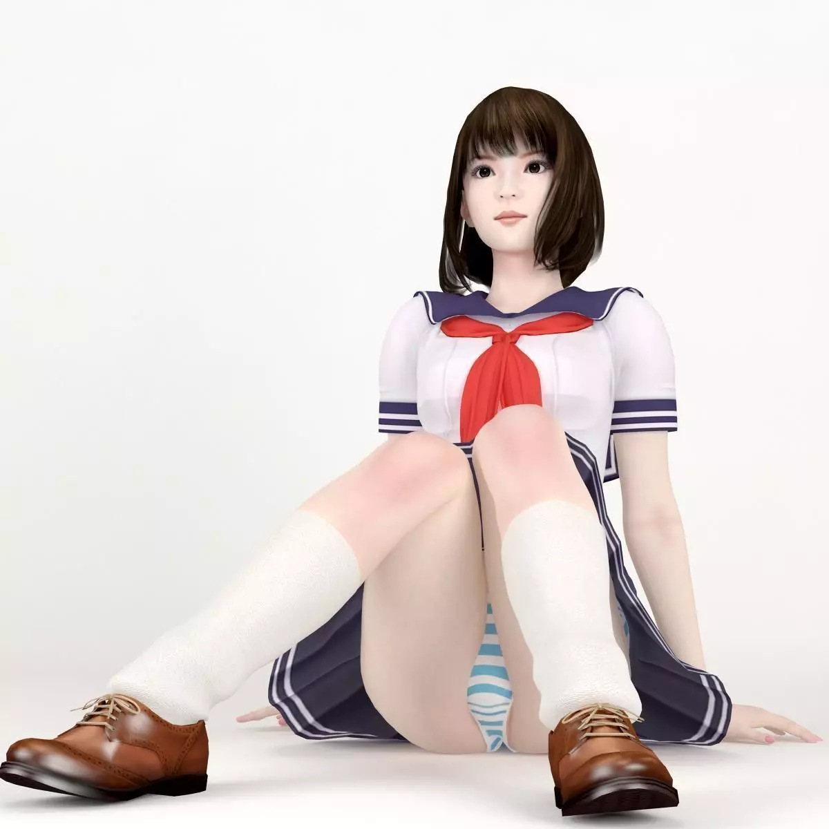 Mariko schoolgirl pose 03 3D model_0