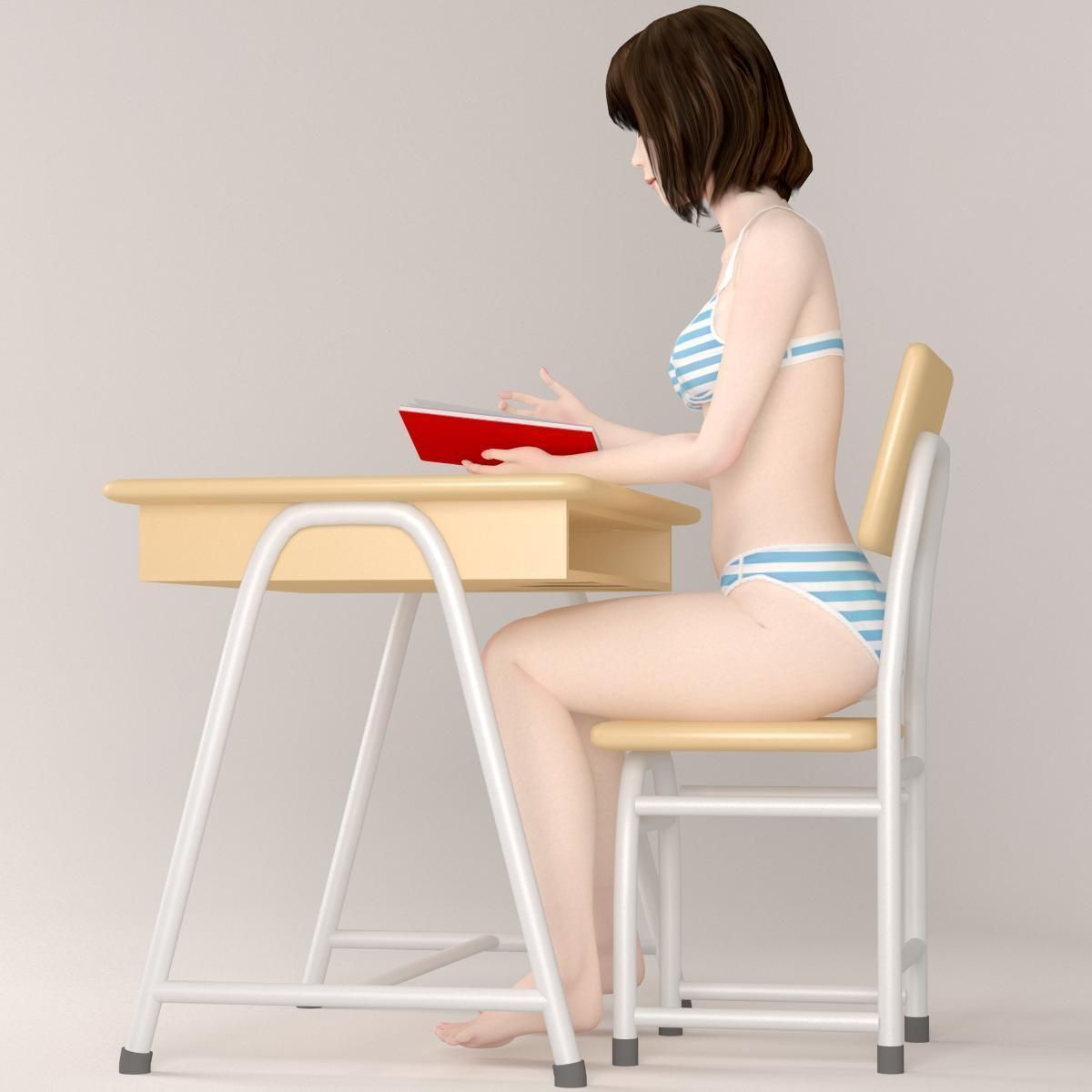 Mariko schoolgirl pose 04 3D model_9