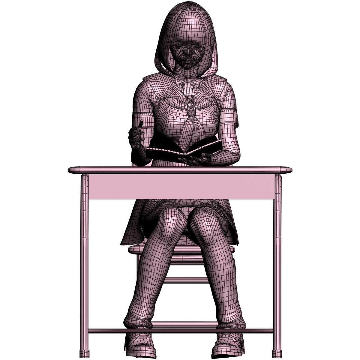 Mariko schoolgirl pose 04 3D model_11