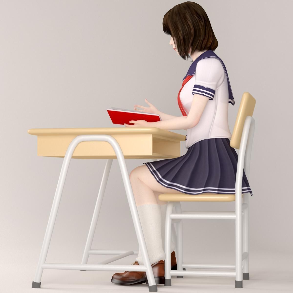 Mariko schoolgirl pose 04 3D model_8