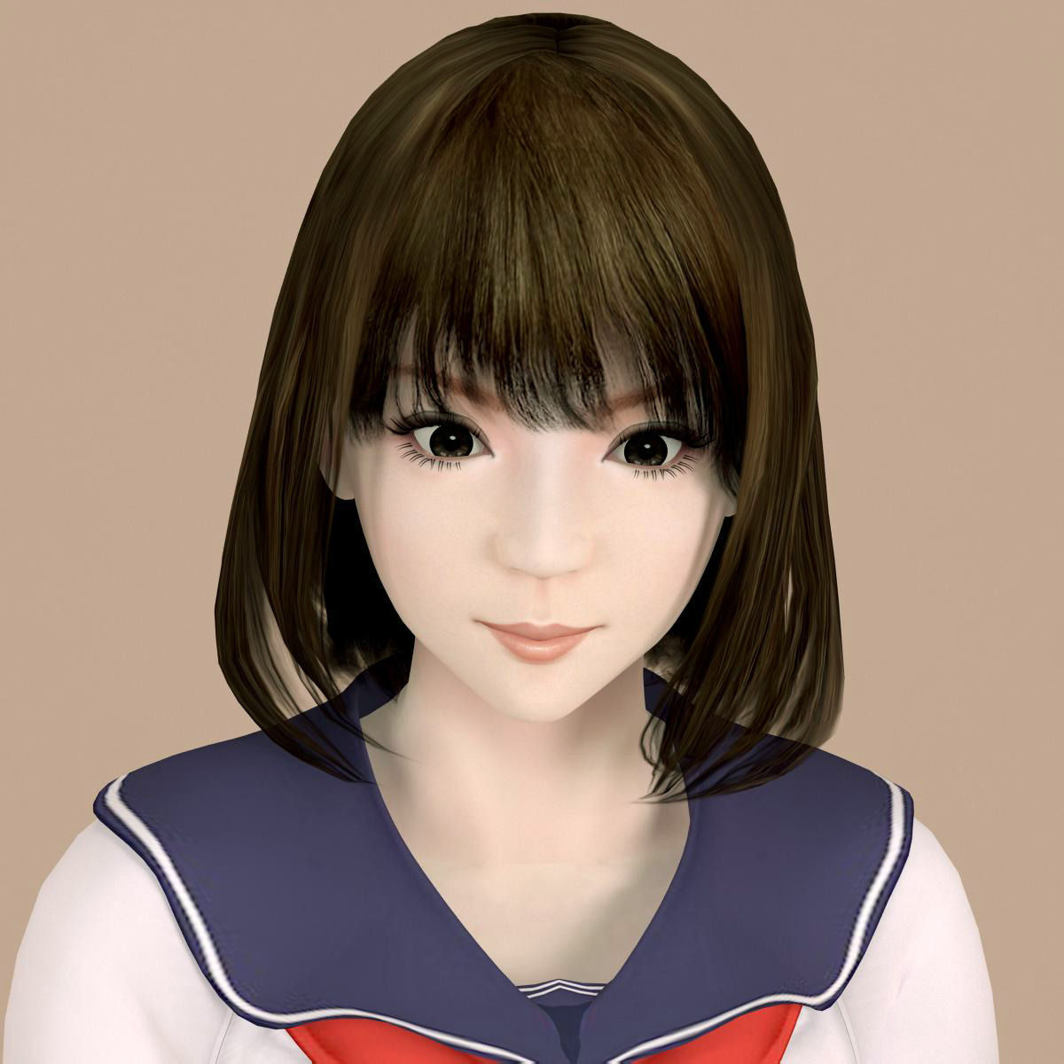 Mariko schoolgirl pose 04 3D model_1