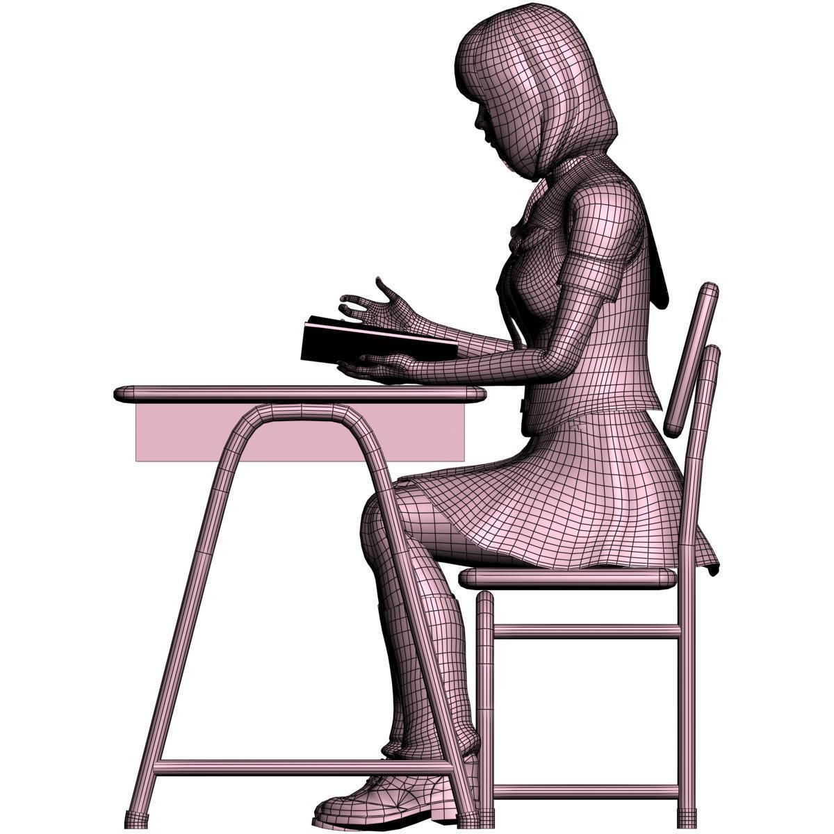 Mariko schoolgirl pose 04 3D model_13