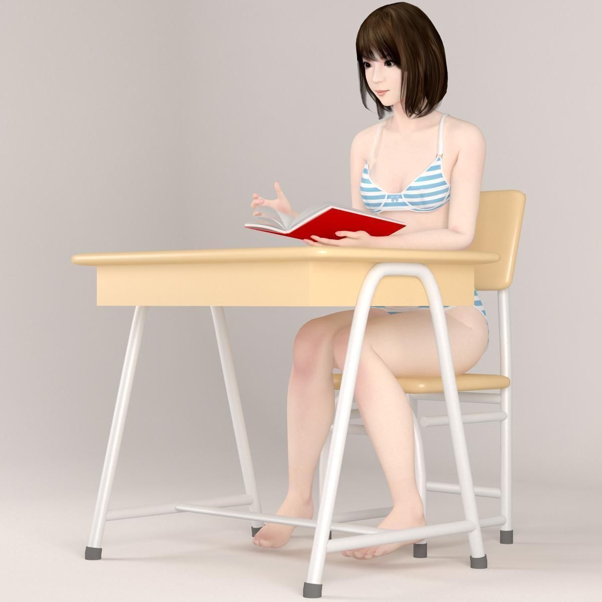 Mariko schoolgirl pose 04 3D model_6