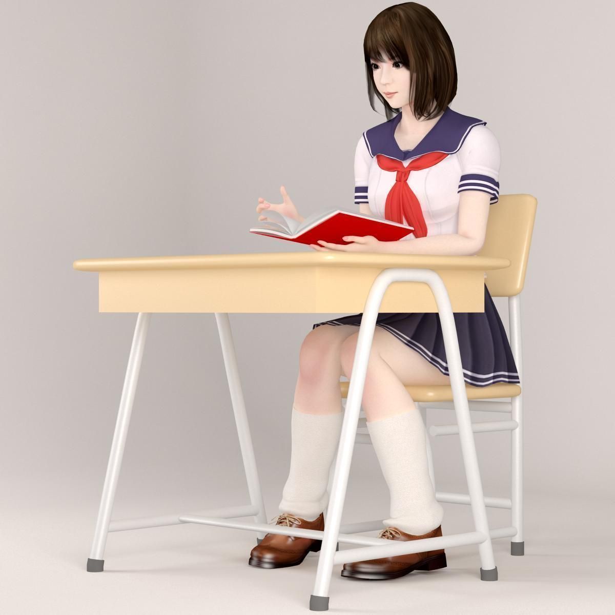 Mariko schoolgirl pose 04 3D model_5