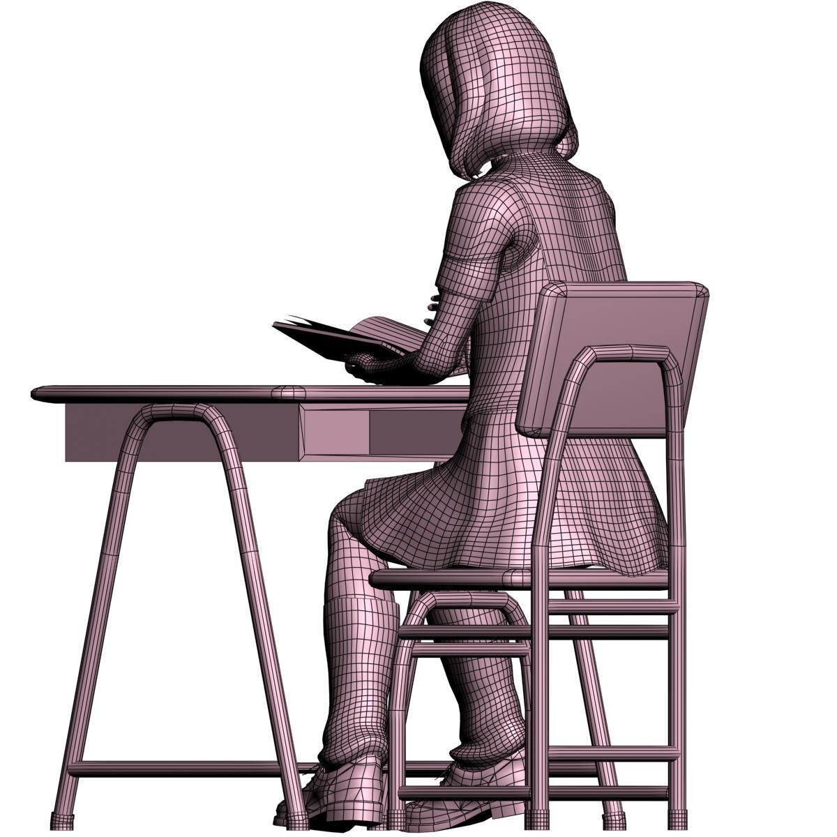 Mariko schoolgirl pose 04 3D model_14