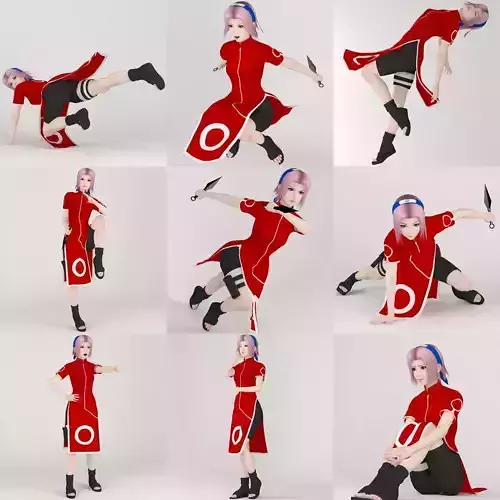 10 poses of Sakura Haruno  3D model