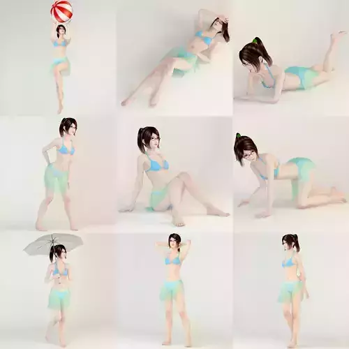 10 poses of Natsumi in bikini 3D model