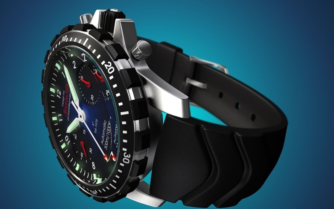 Concept diving watch Free 3D model_2