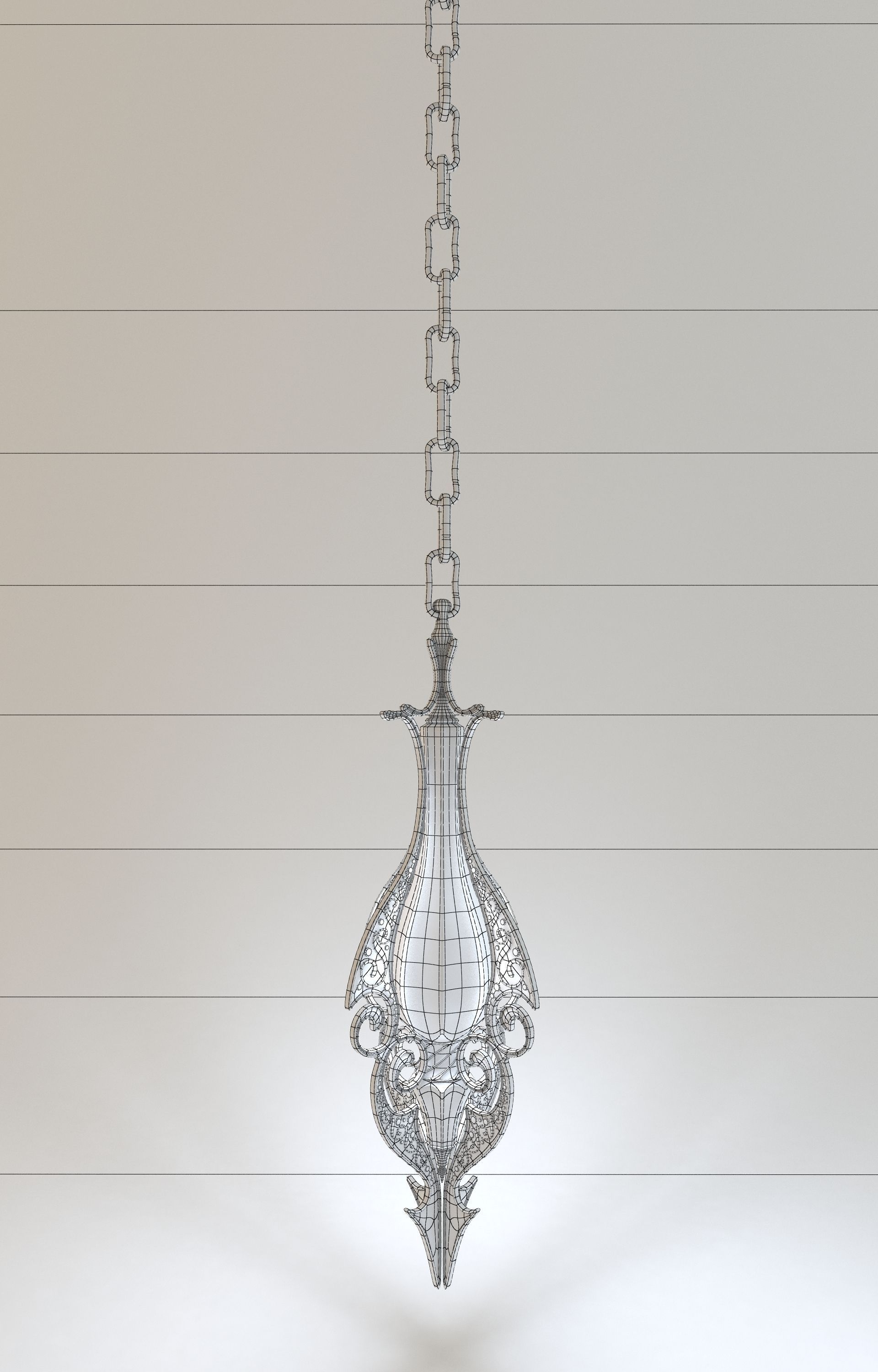 Set of two elven lamps hanging and portable 3D model_6