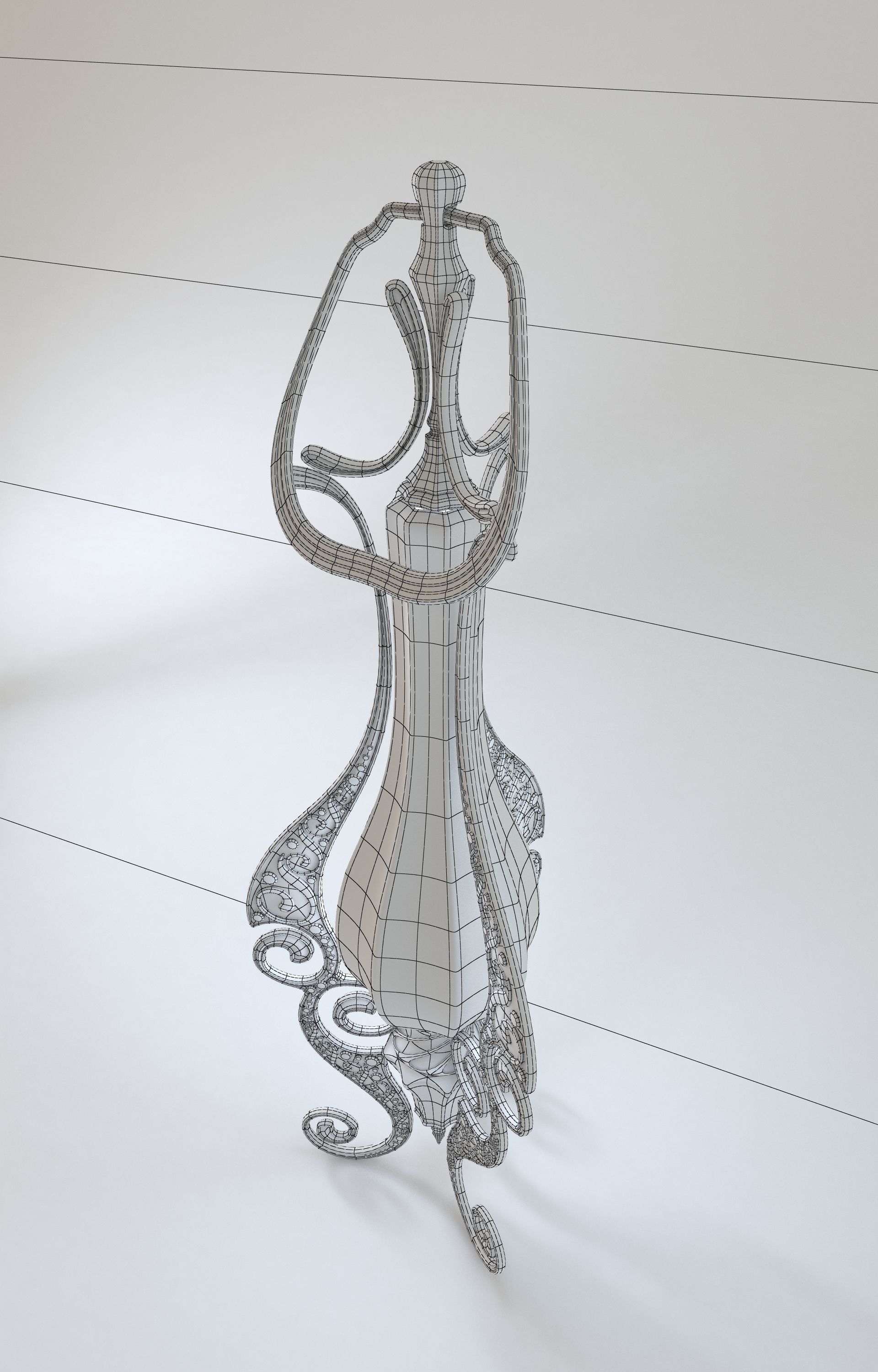 Set of two elven lamps hanging and portable 3D model_9