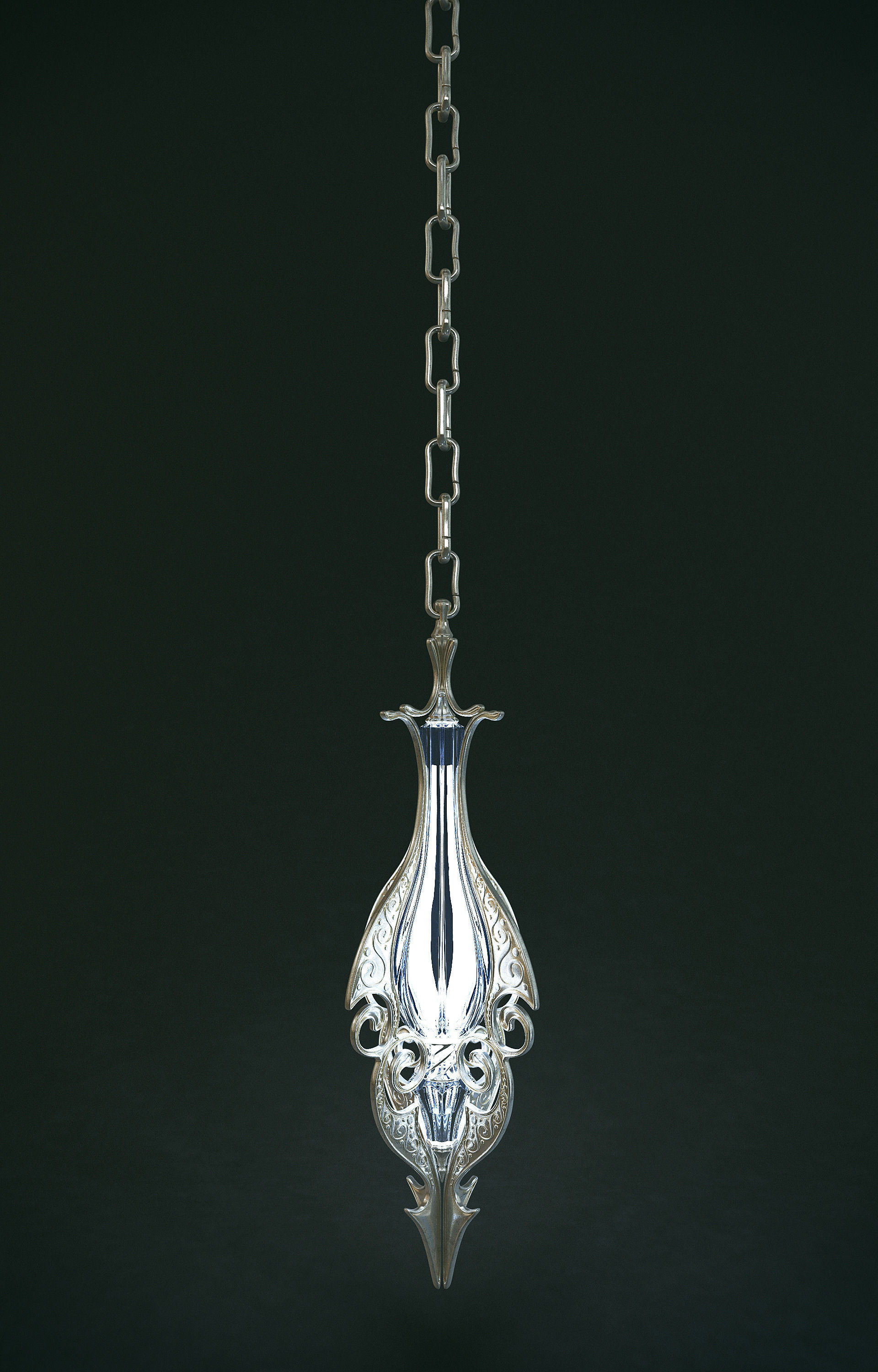 Set of two elven lamps hanging and portable 3D model_3