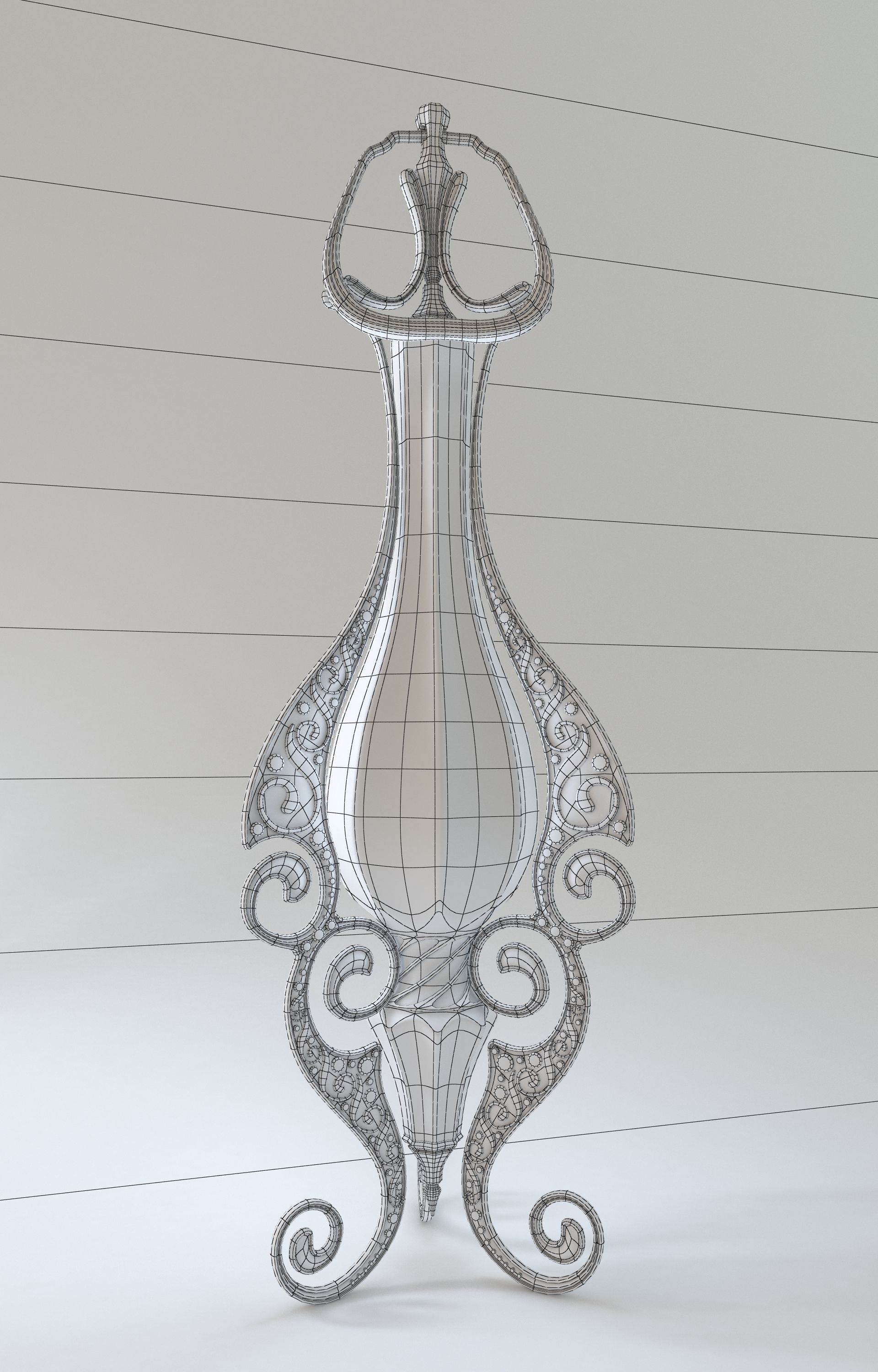 Set of two elven lamps hanging and portable 3D model_7