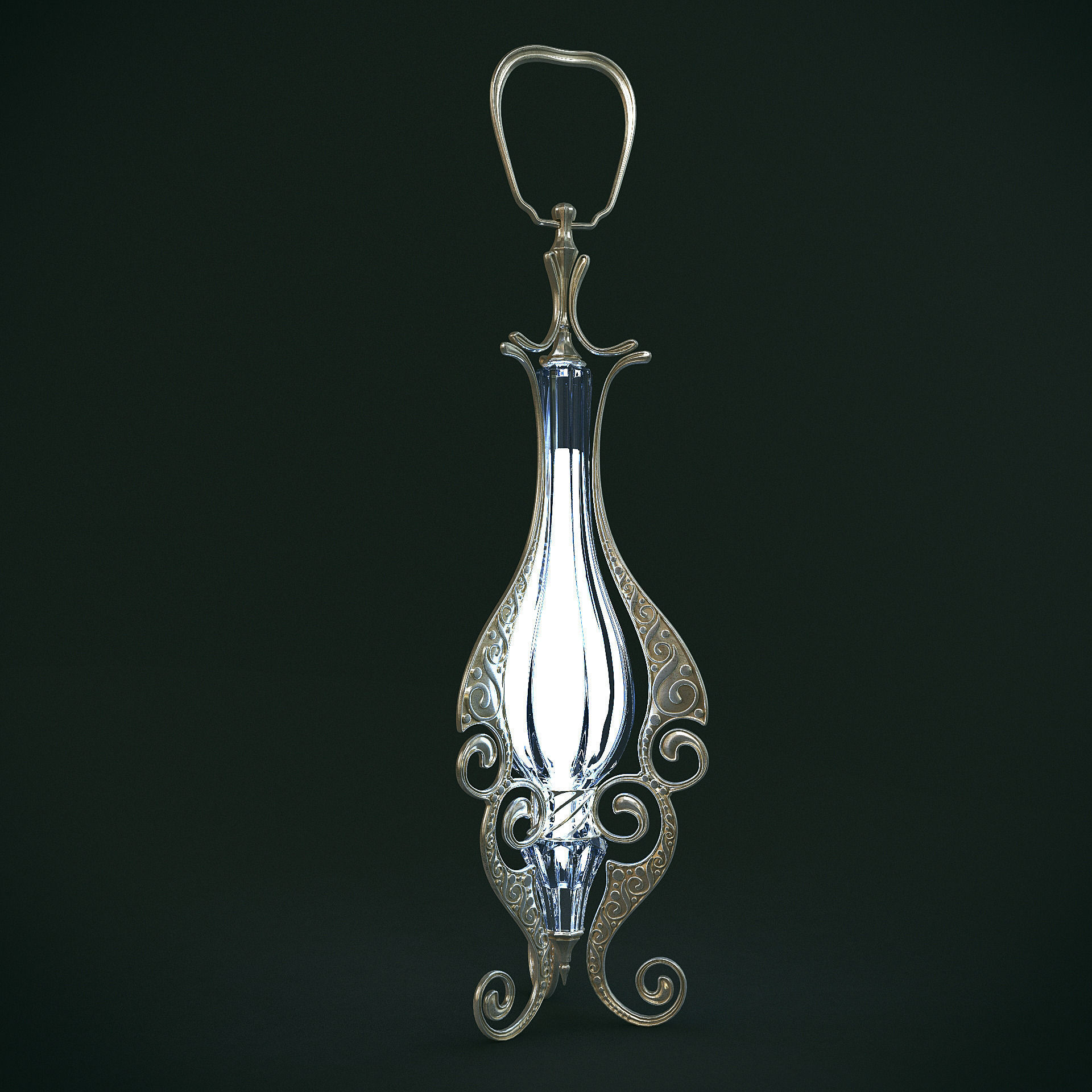 Set of two elven lamps hanging and portable 3D model_2