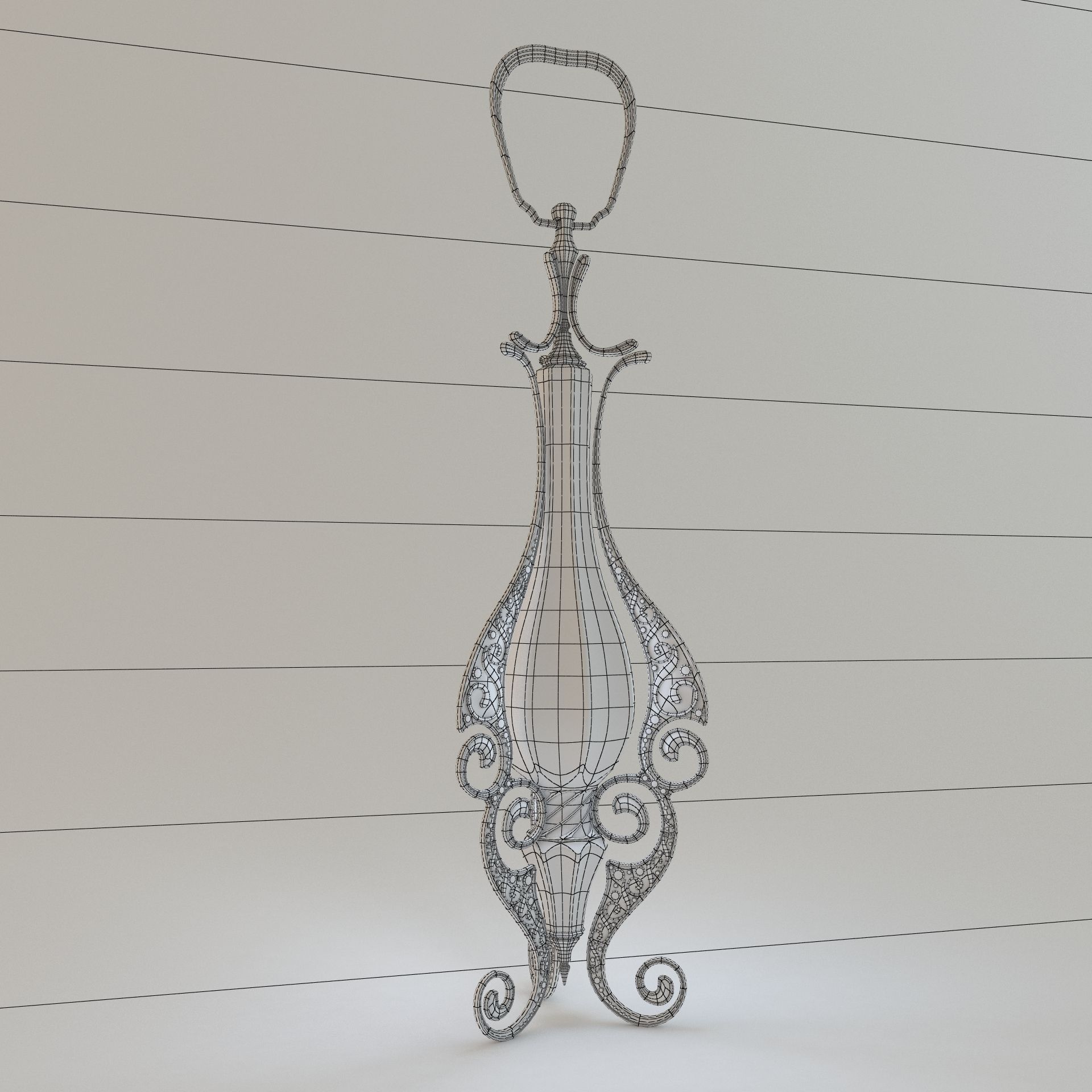 Set of two elven lamps hanging and portable 3D model_8