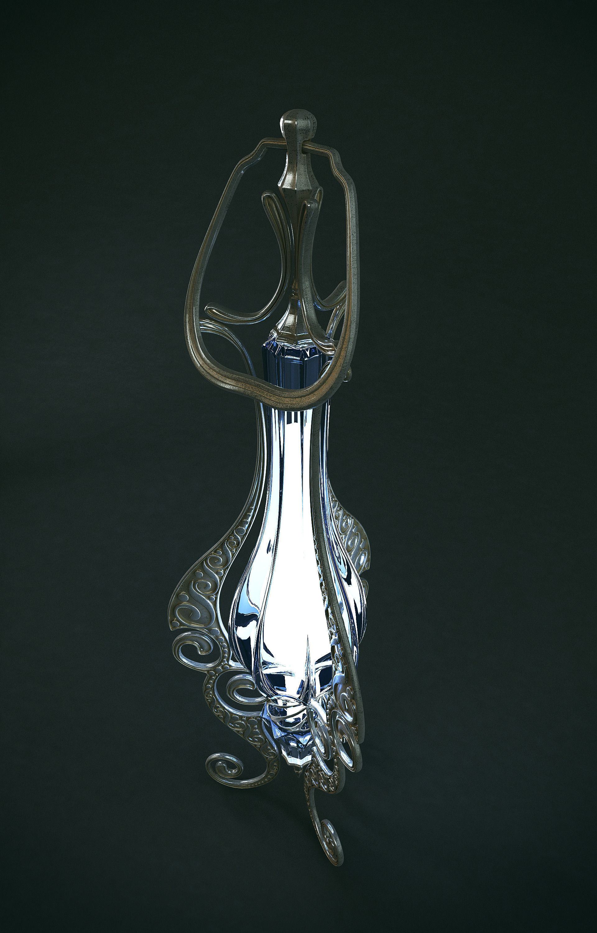 Set of two elven lamps hanging and portable 3D model_1