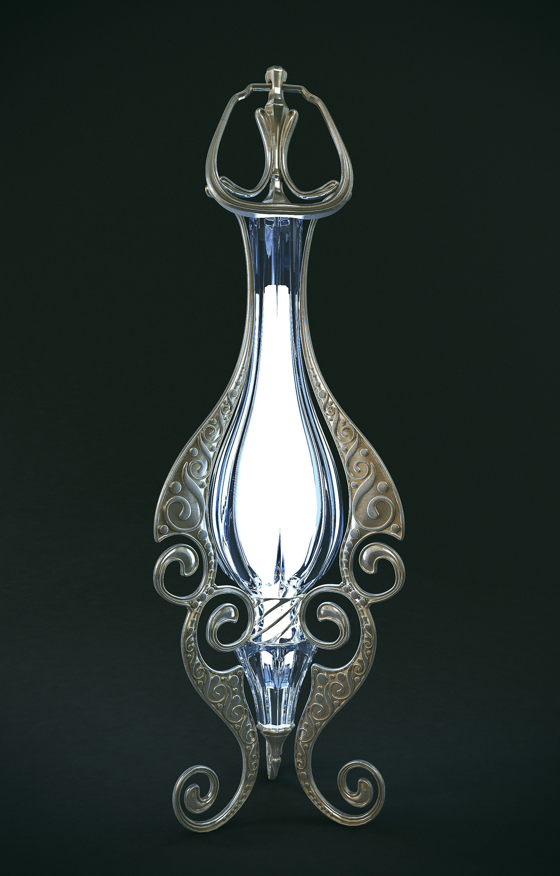 Set of two elven lamps hanging and portable 3D model_5